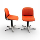 Vintage Wilkhahn Model 231/5 Chair Pair - Orange Fabric and Aluminium