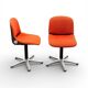 Paire de chaises vintage modèle 231/5 en tissu orange et aluminium par Wilkhahn