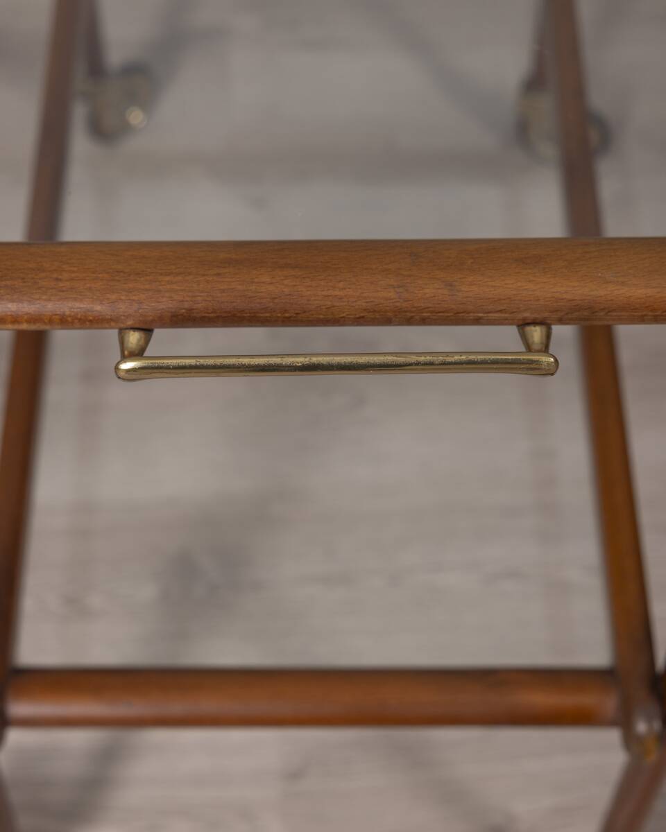 VINTAGE 1960S FOOD TROLLEY IN WOOD AND GLASS, ITALIAN DESIGN