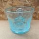 Antique BIOT Style Ice Bucket Blue Bubble Blown Glass Vintage #B620