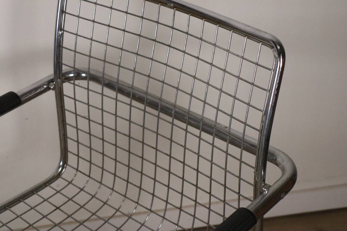Pair of vintage chrome metal armchairs, 1970