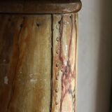 Wooden column, decorative marble effect paint