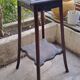 High art nouveau pedestal table brown wood varnished marble france 20's retro vintage decoration