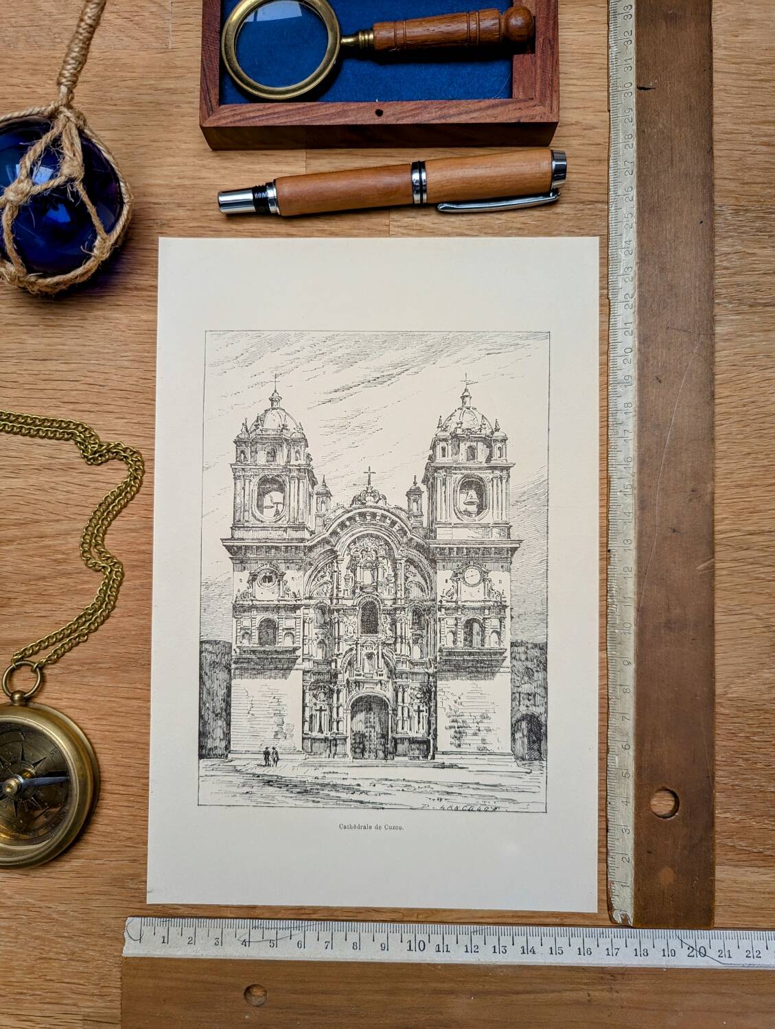 Imprimée en 1894, la cathédrale de Cuzco, Pérou.