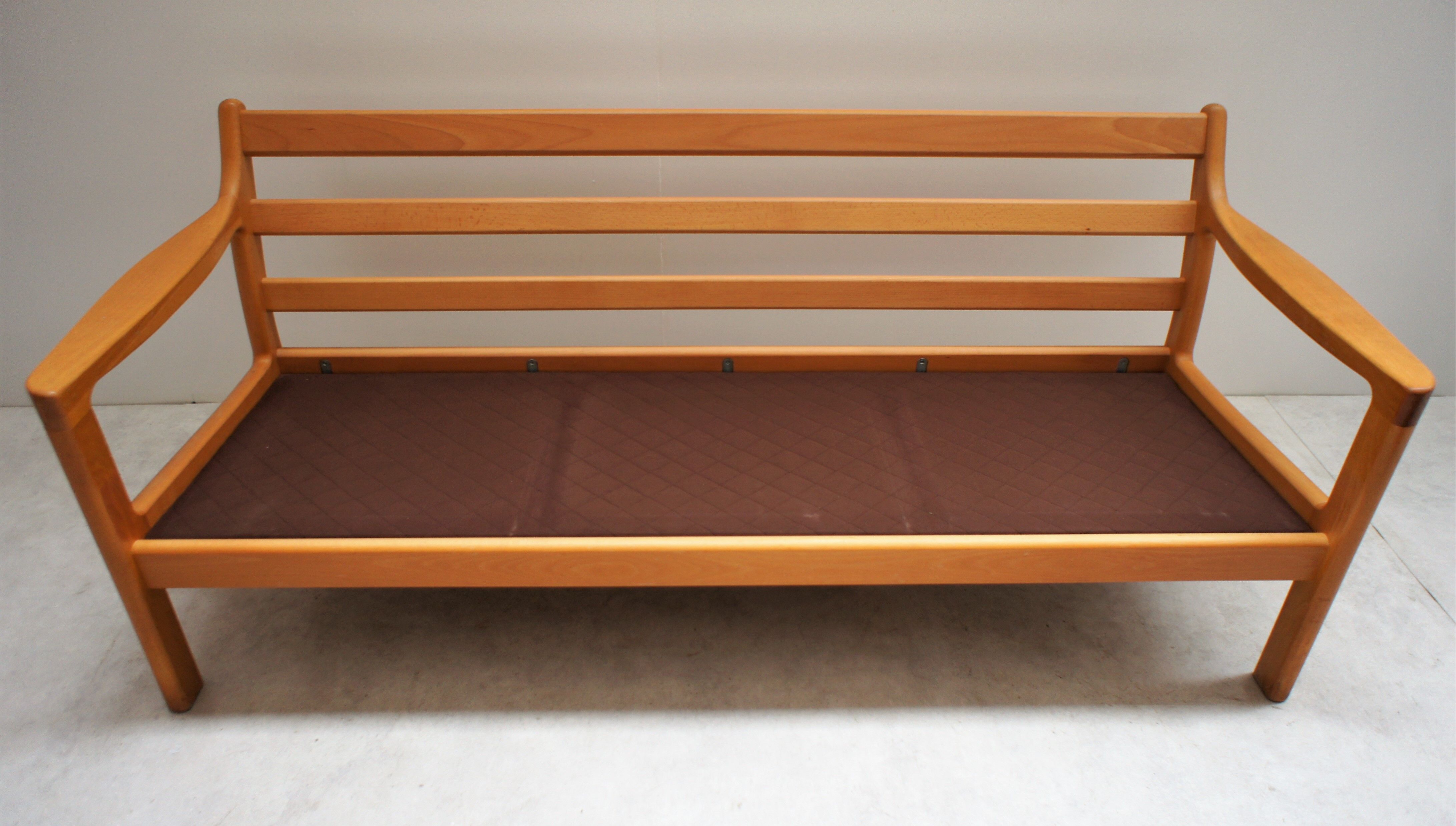 Scandinavian natural wood and fabric sofa, CFC Silkeborg, Denmark