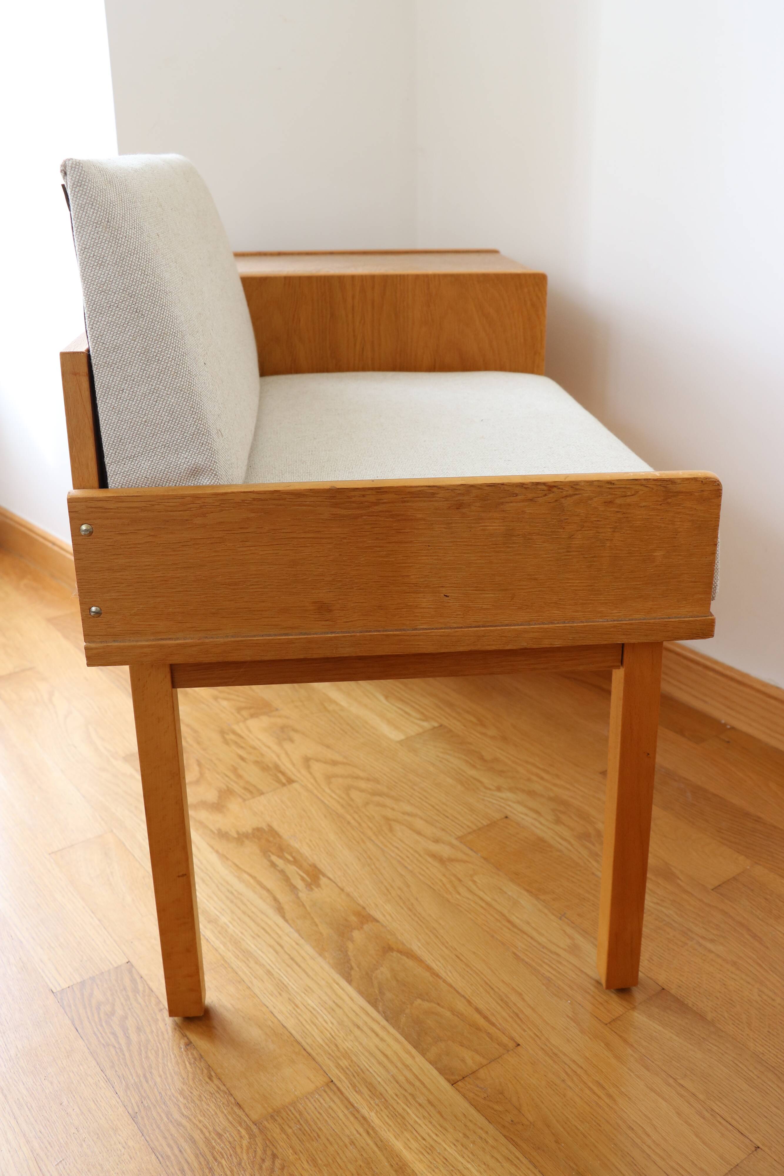 Entry bench, modular Scandinavian telephone bench, teak, 1960.