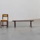 French Primitive Wooden Bench with Splayed Legs, 19th Century
