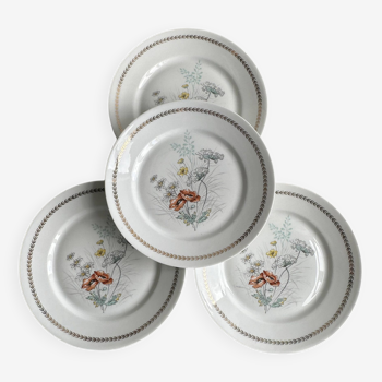 4 assiettes Vierzon Porcelaine de Limoges.