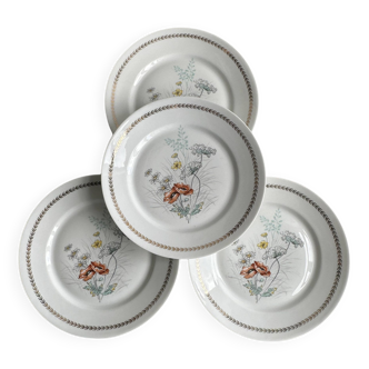 4 assiettes Vierzon Porcelaine de Limoges.