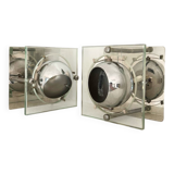 Set of 2 vintage chrome Space Age eyeball wall lights - 70s