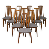 Teak Eva Chairs by Niels Koefoed for Hornslet Møbelfabrik, 1960s, Set of 10