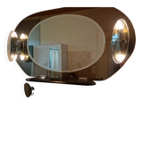 Vintage bathroom mirror with hooks