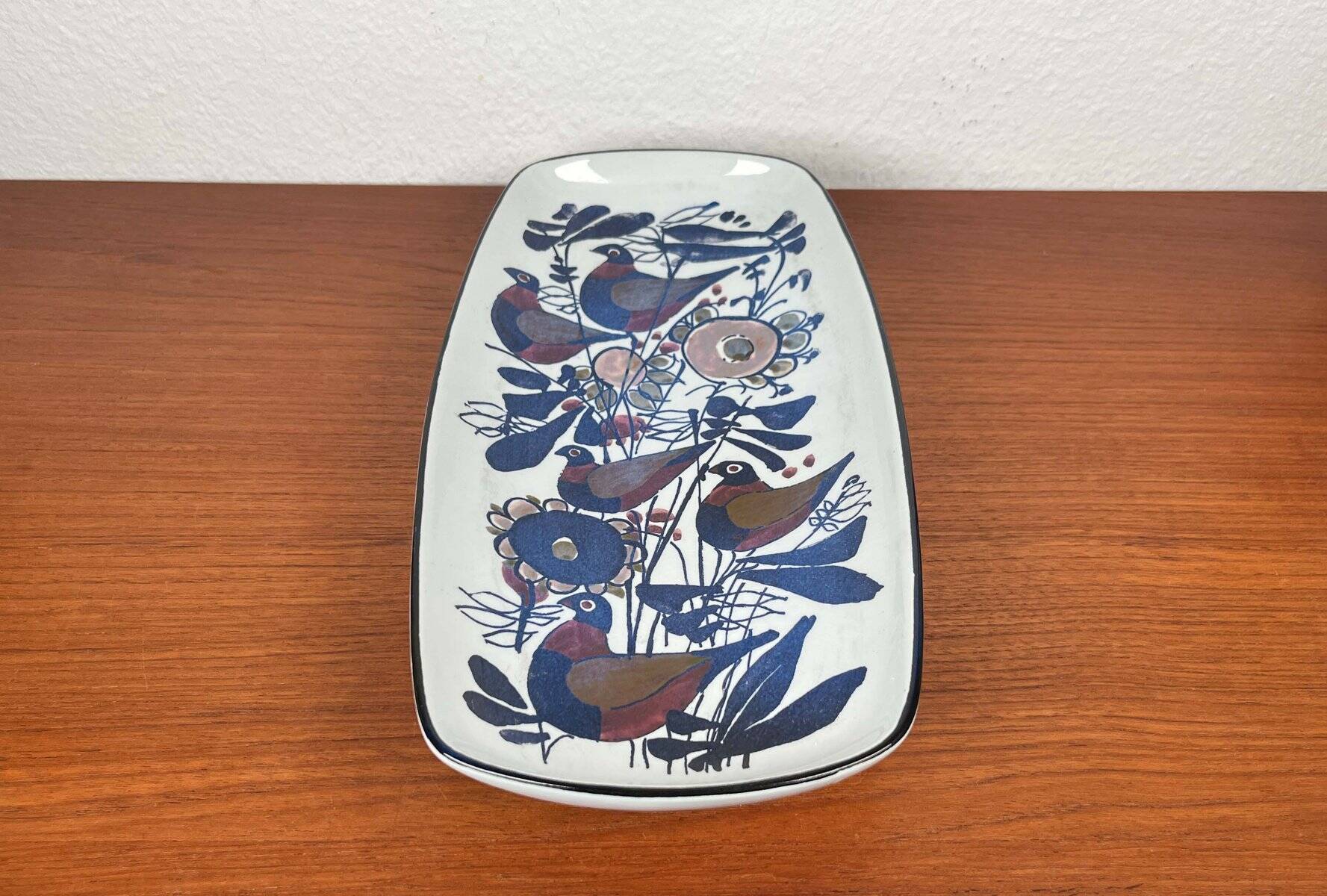 Mid-Century Modern Danish Porcelain Tenera Bowl with Bird Design by Kari Christensen for Aluminia Royal Copenhagen, 1960s