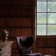 Madsen & Schubell, chaise longue and stool with backrest in teak, reupholstered, 1950s.