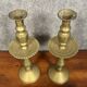 ORIENT XIX: Pair of large cup candlesticks in chiseled and gilded brass