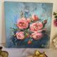 Oil on canvas painting of a bouquet of roses signed Paumier.