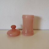 Pink opaline apothecary box, jar, pocket tray