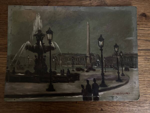 Huile 1950 Paris La Nuit d'Alberto Spadolini