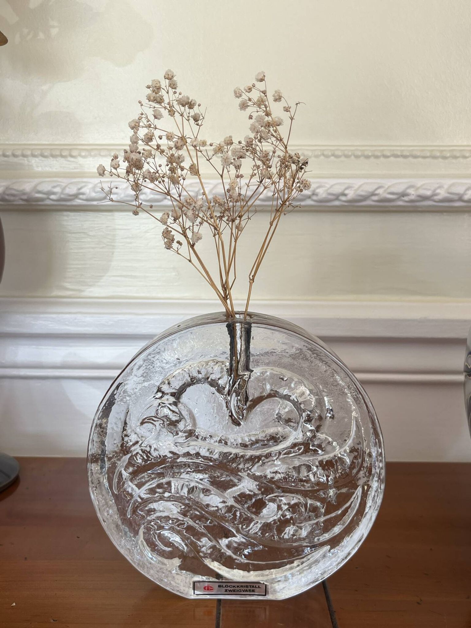 Soliflore bloc de verre allemand vintage
