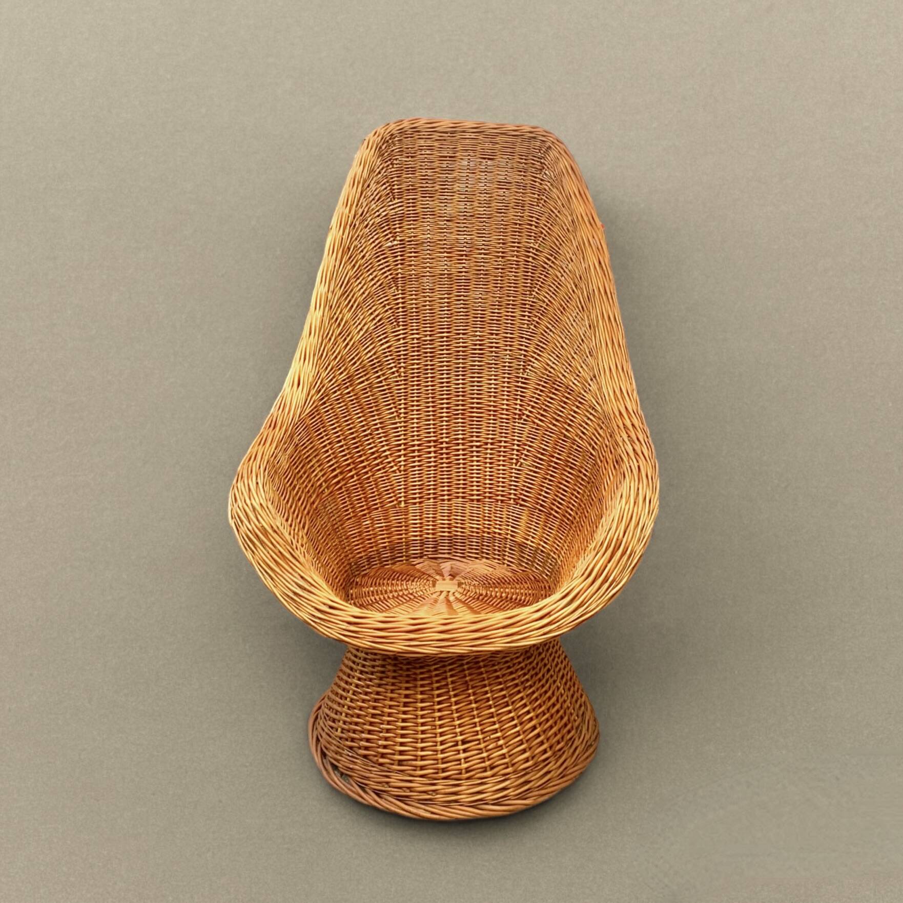 Vintage woven wicker armchair