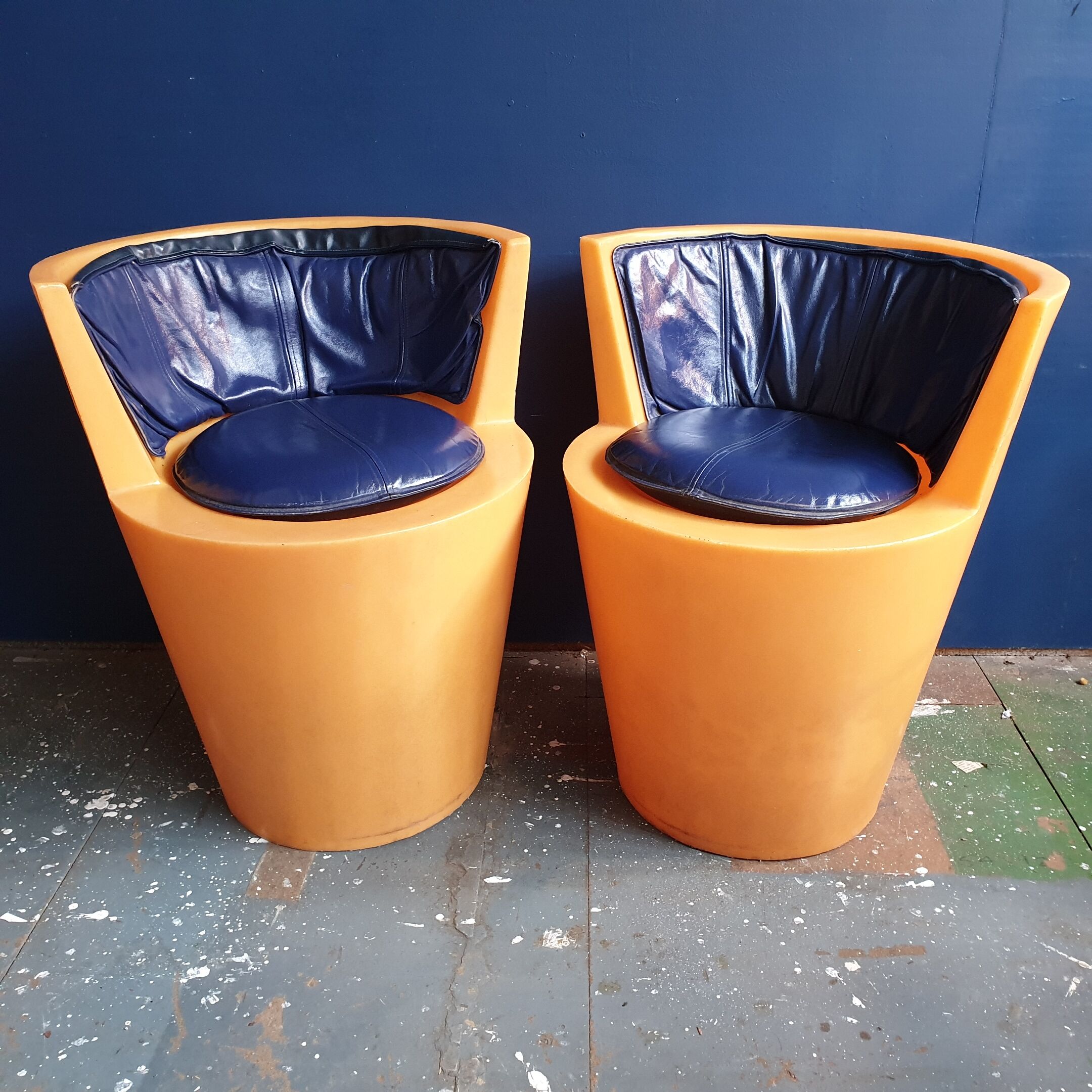 Pair of Tom Dixon orange tub chairs 1990s