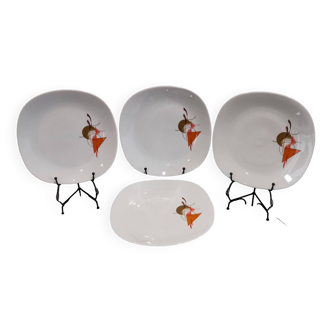 4 Schirnding Bavaria porcelain dinner plates Vintage 1970