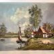 Dutch landscape painting oil on canvas signed