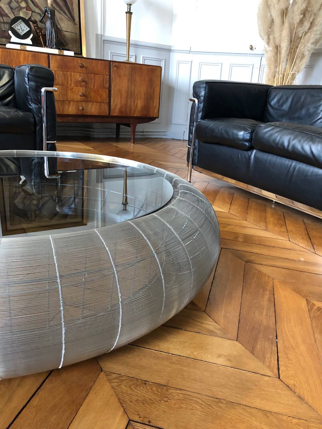 Large Roche Bobois designer wire coffee table