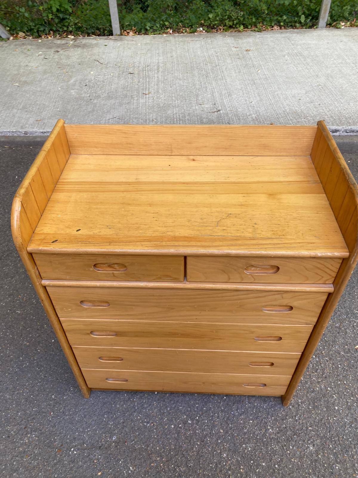Commode scandinave à 6 tiroirs avec table à langer des années 70