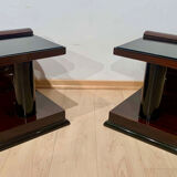 Pair of Art Deco Side Tables, Rosewood, Ebonized and Glass, France, circa 1930