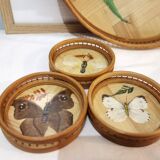 Wicker tray and butterflies