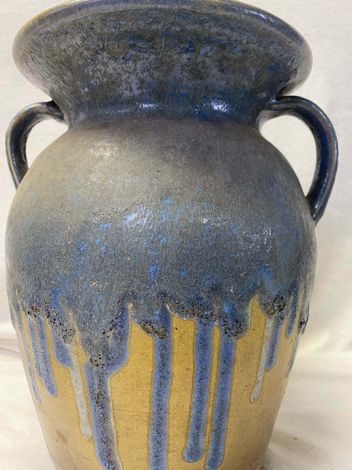 Flame blue sandstone vase