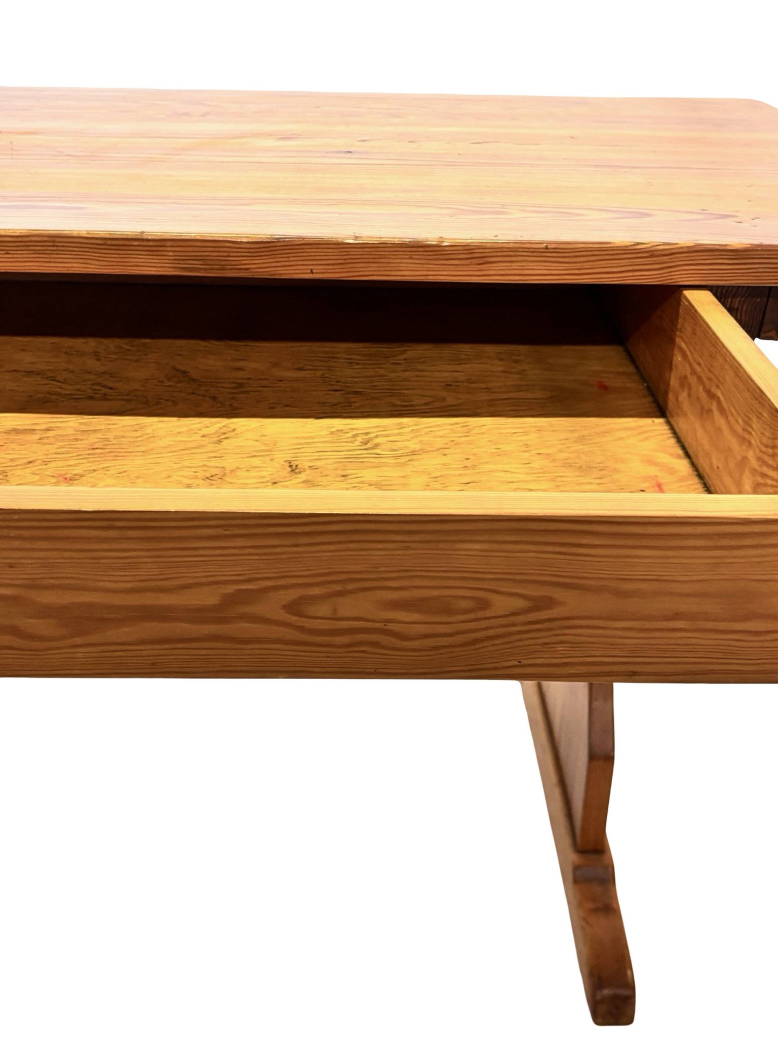 Vintage Pinewood Dining Table Desk with Drawer 60s Design