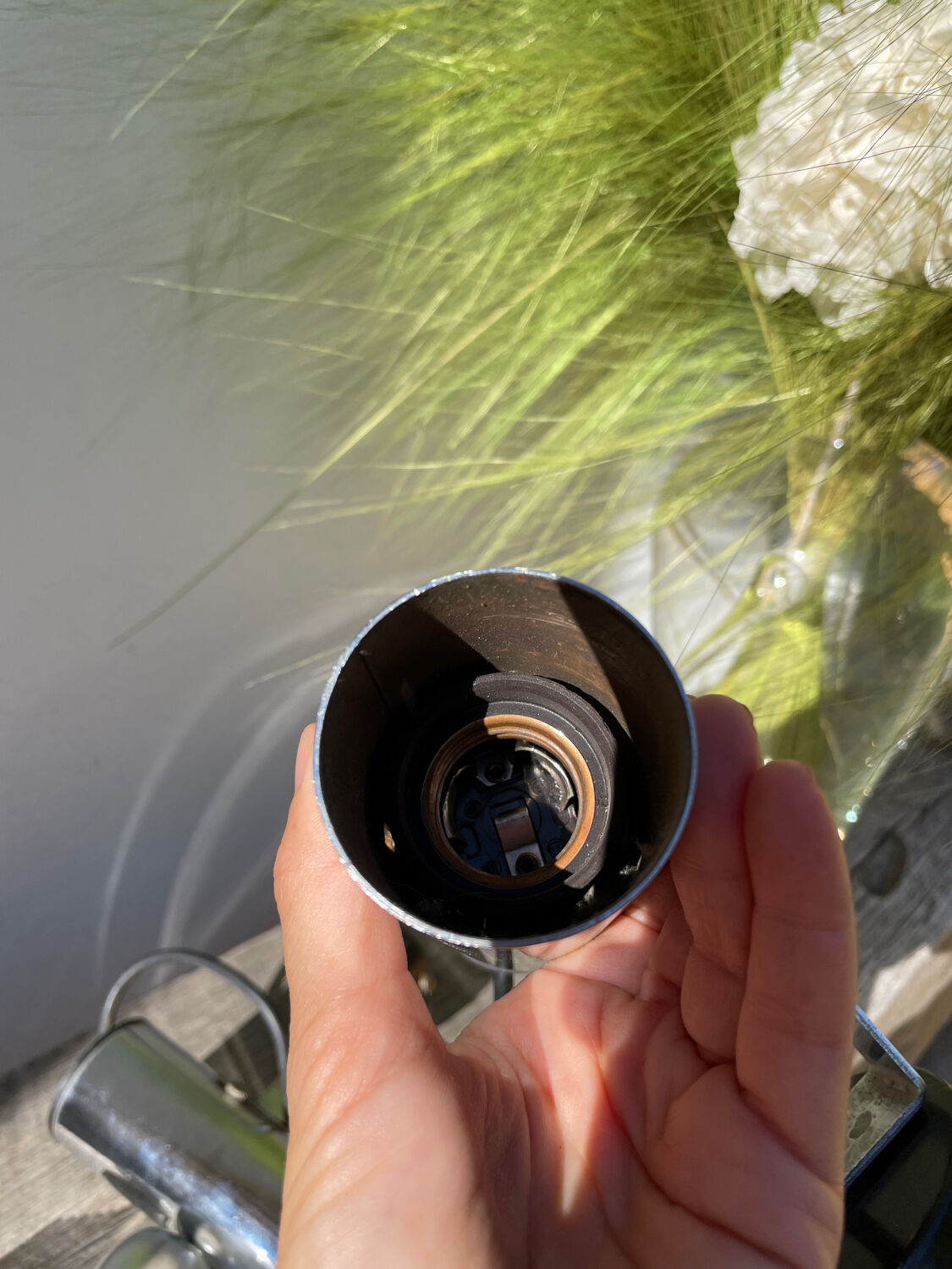 Pair of chrome metal wall lights from the 1970s.