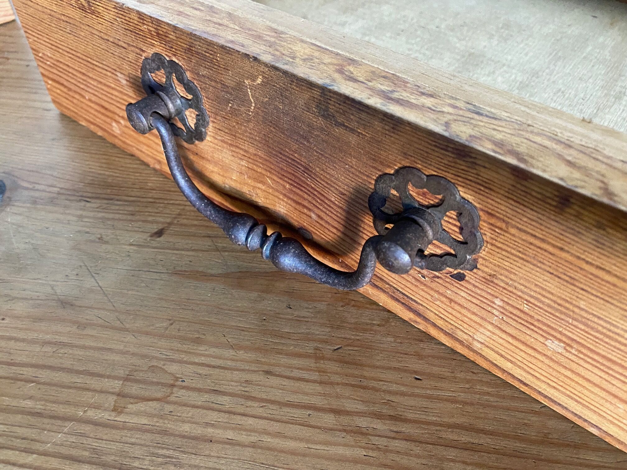 Solid pine dining farmhouse table with 2 drawers 1950 160x69x74cm