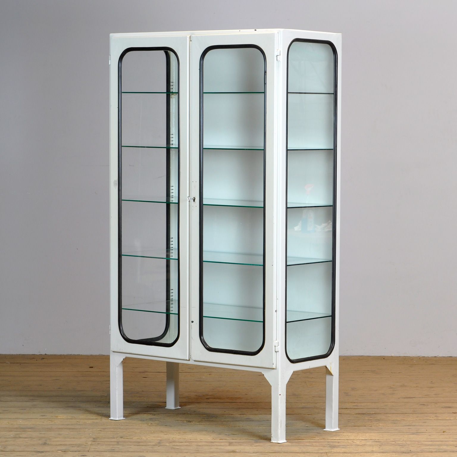 Glass & Iron Medical Cabinet, 1970s