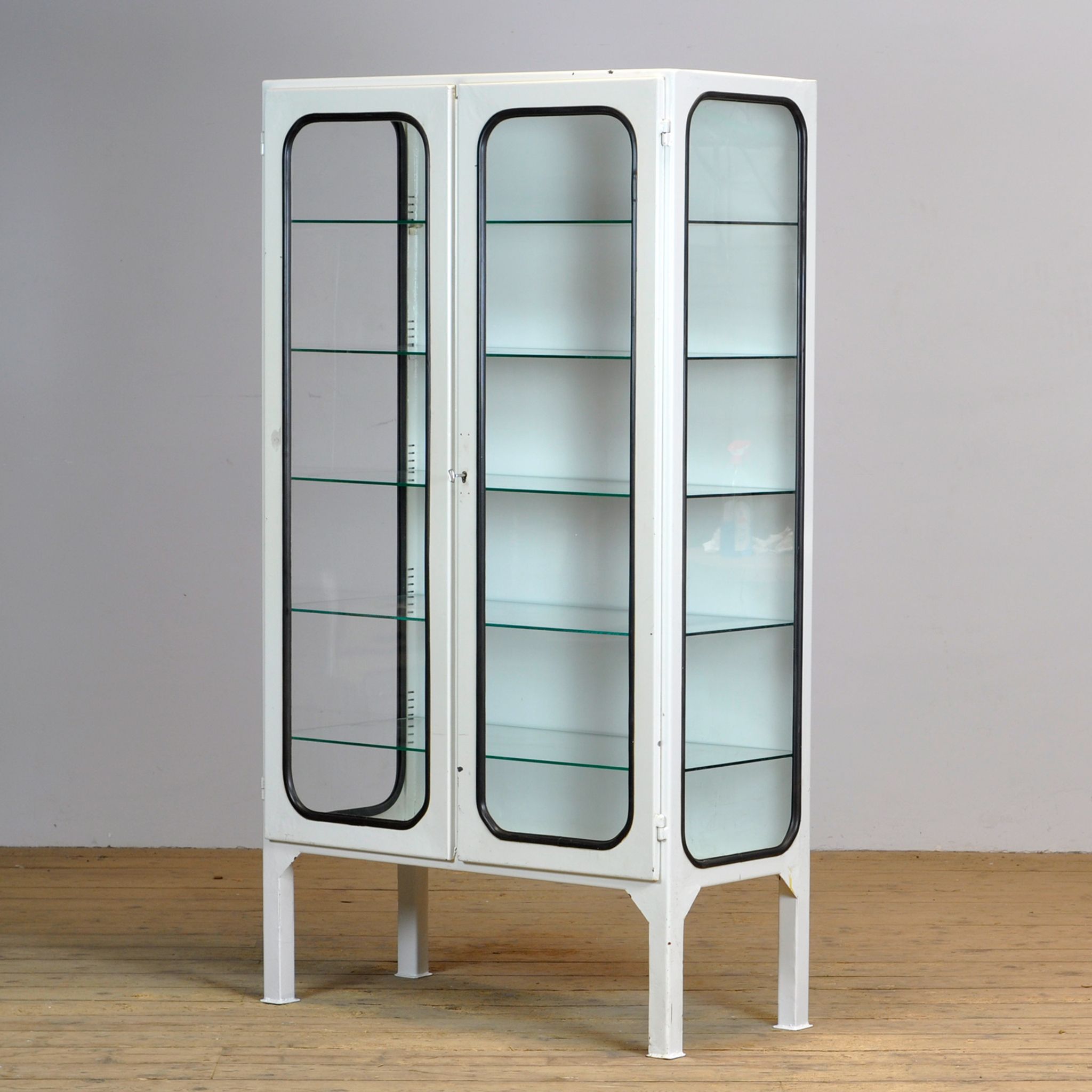 Glass & Iron Medical Cabinet, 1970s