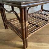 Vintage brown bamboo living room coffee table