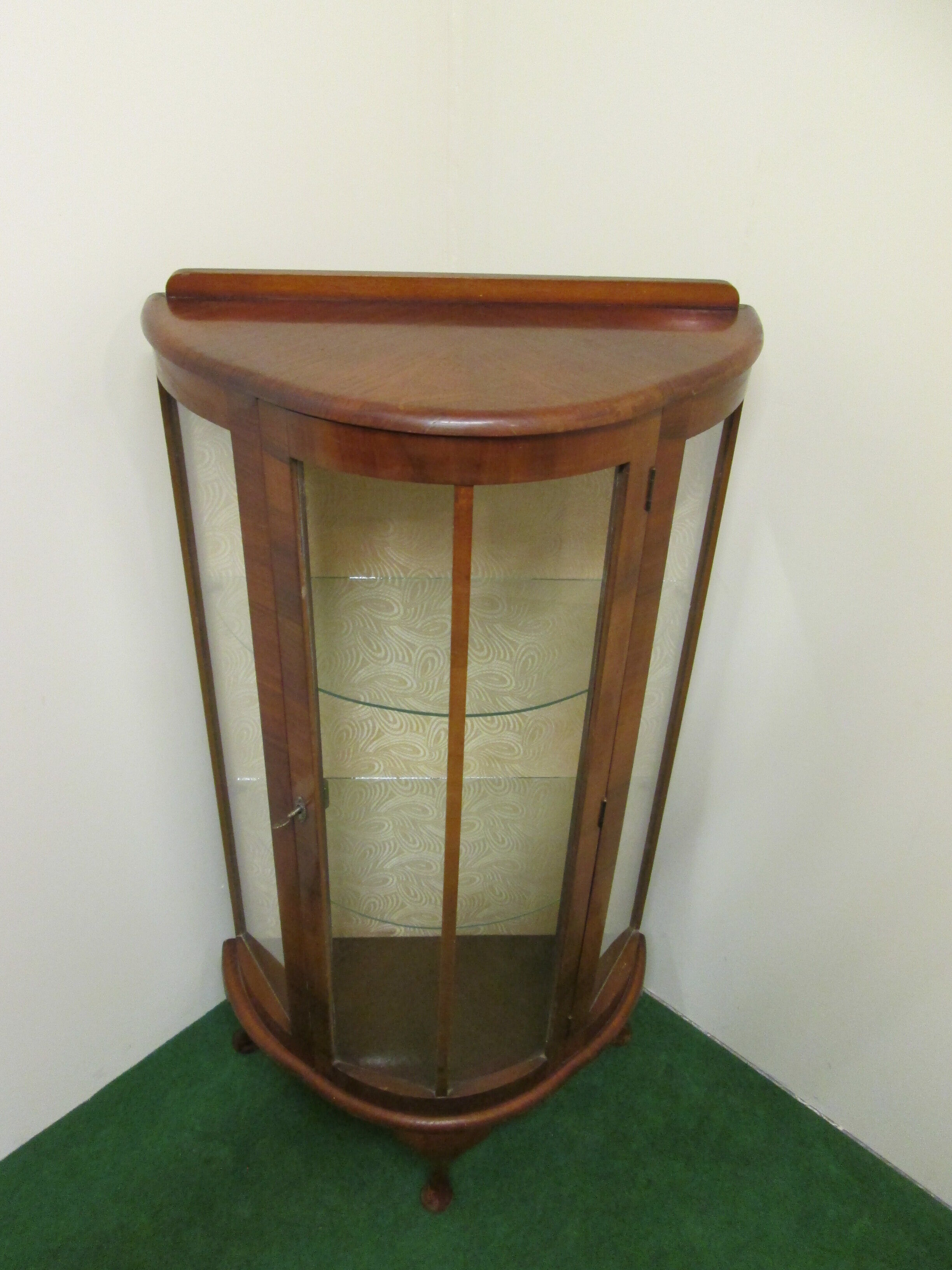 English art deco walnut showcase