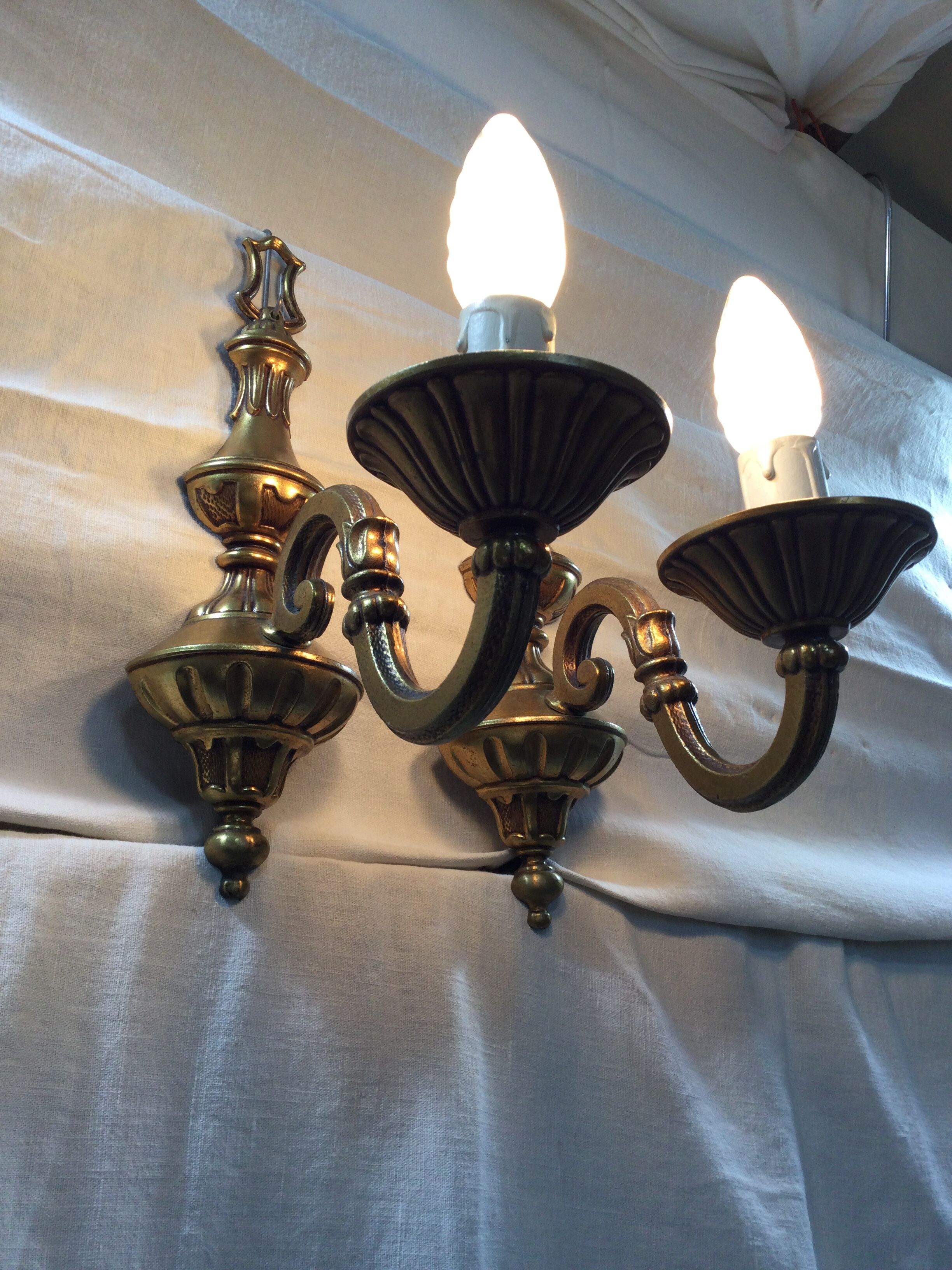 Pair of bronze applique 1 light