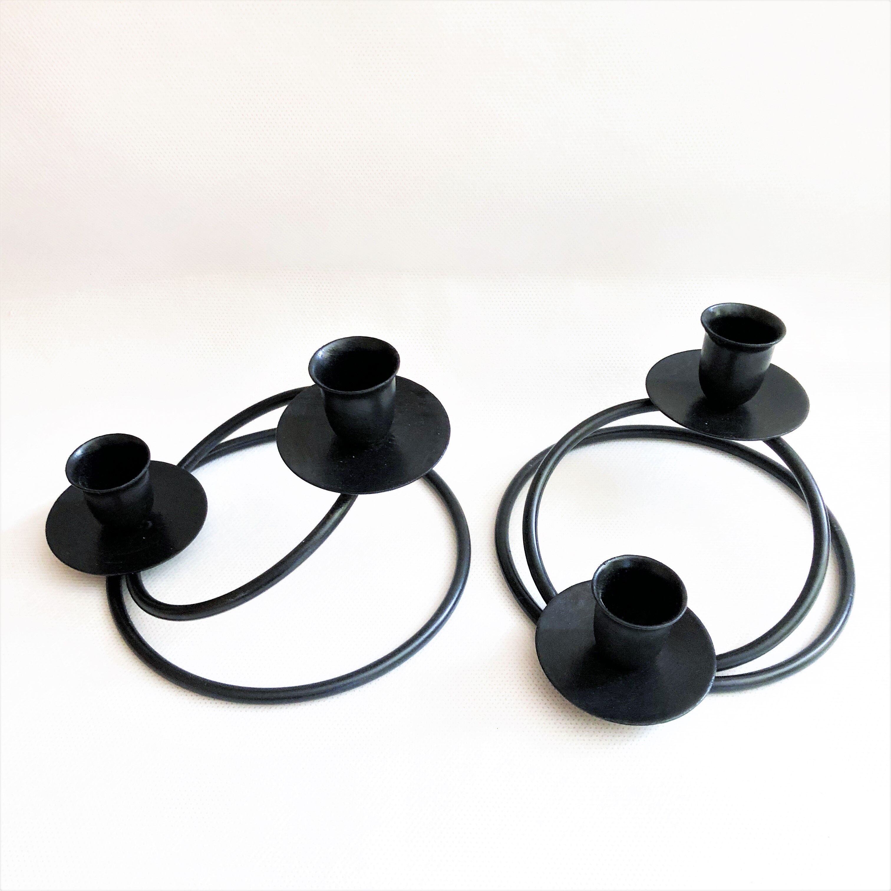 Pair of candlesticks candlesticks black wrought iron