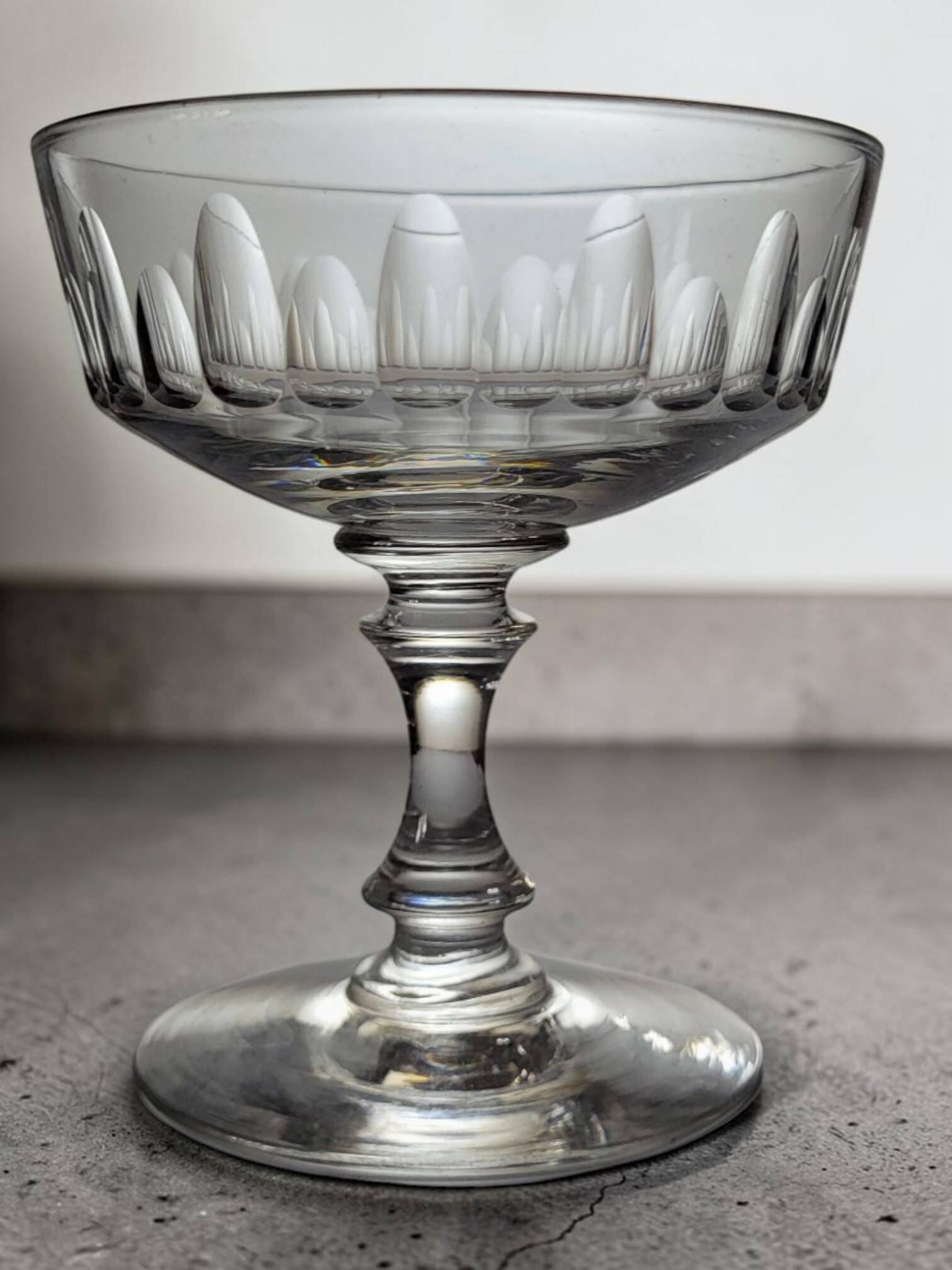 7 coupes à champagne en cristal 1950's