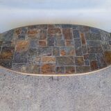 1970 metal and slate coffee table