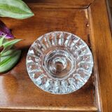 Bougeoir en verre rond ciselé