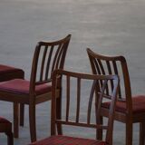 Set of 6 modern classic Danish dining chairs, oak with upholstered seats, 1950s.