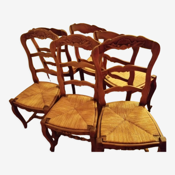 6 chaises en merisier style Louis XV