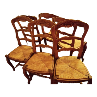 6 chaises en merisier style Louis XV