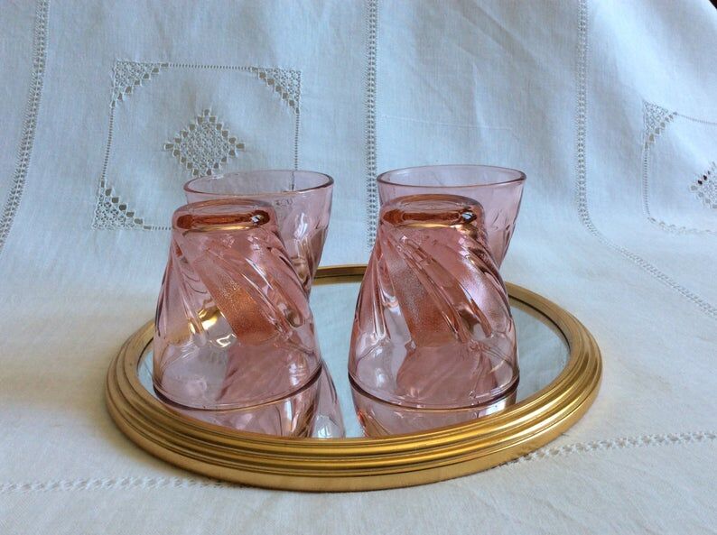 Set de 4 verres rose des années 1960