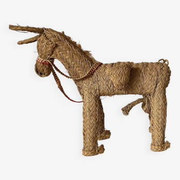 Braided straw donkey, popular art Spain, 1970s