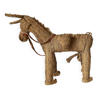 Braided straw donkey, popular art Spain, 1970s